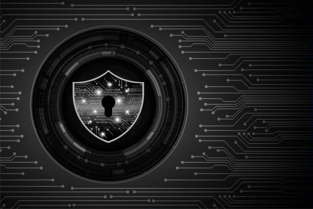 Closed padlock on digital background, black key cyber security _ Premium Vector